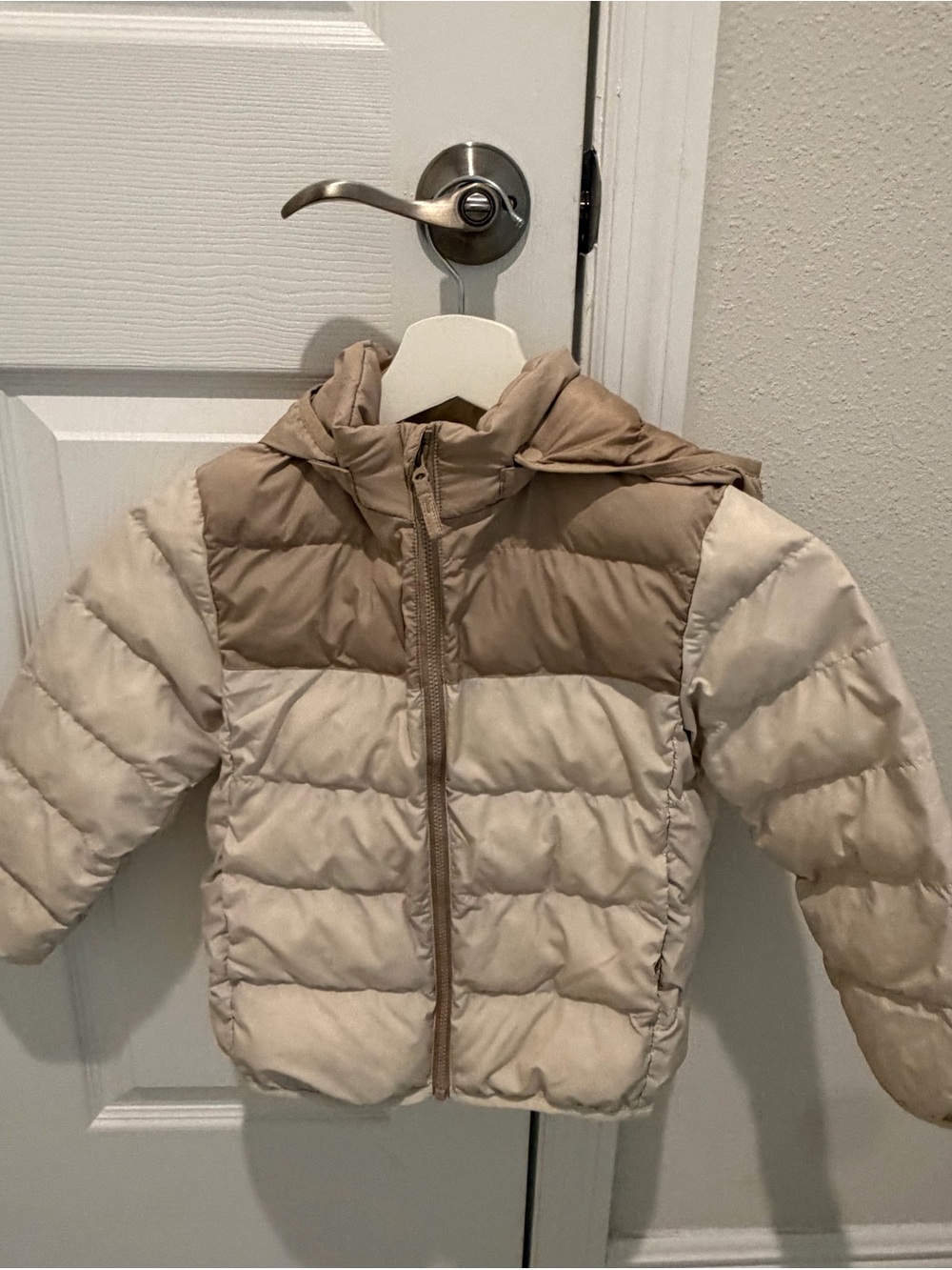 Uniqlo Kids Neutral Two-Tone Puffer Jacket - Cream and Tan